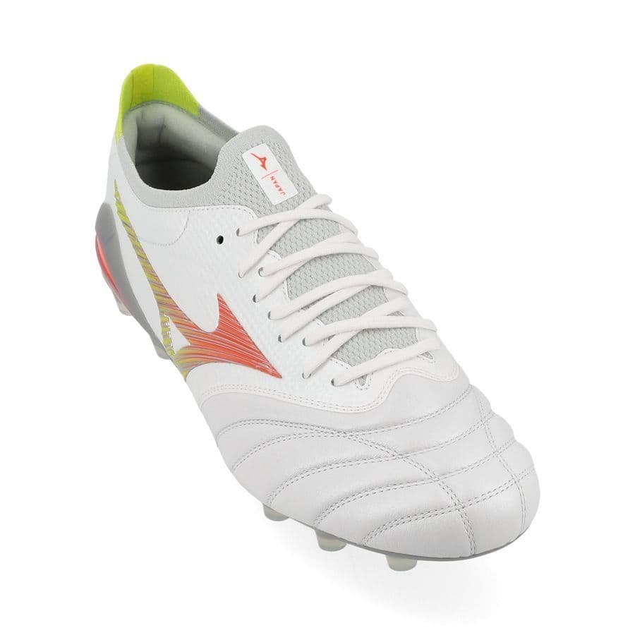 Mizuno Morelia Neo V Beta Japan Gras Voetbalschoenen (FG) Wit Oranje Limoen, foto 5