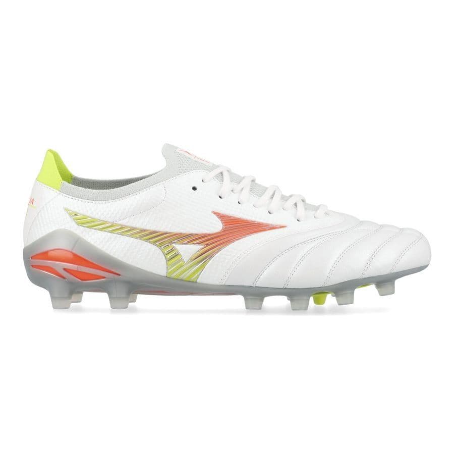 Mizuno Morelia Neo V Beta Japan Gras Voetbalschoenen (FG) Wit Oranje Limoen, foto 3
