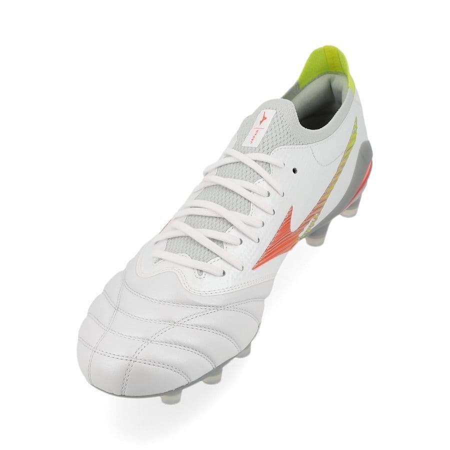 Mizuno Morelia Neo V Beta Japan Gras Voetbalschoenen (FG) Wit Oranje Limoen, foto 6