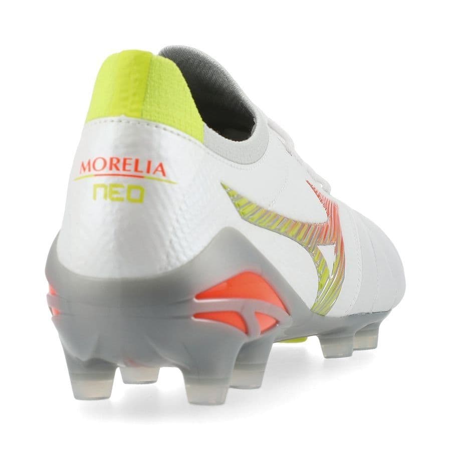 Mizuno Morelia Neo V Beta Japan Gras Voetbalschoenen (FG) Wit Oranje Limoen, foto 7