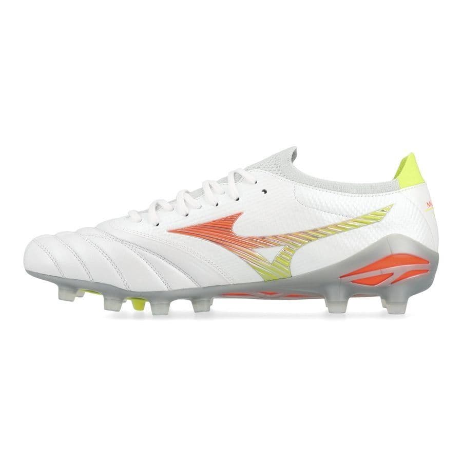 Mizuno Morelia Neo V Beta Japan Gras Voetbalschoenen (FG) Wit Oranje Limoen, foto 4