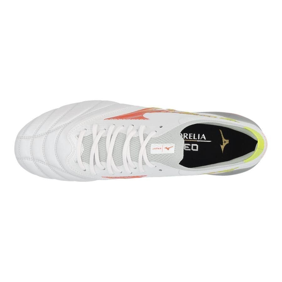 Mizuno Morelia Neo V Beta Japan Gras Voetbalschoenen (FG) Wit Oranje Limoen, foto 8