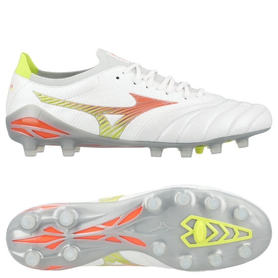 Mizuno Morelia Neo V Beta Japan Gras Voetbalschoenen (FG) Wit Oranje Limoen