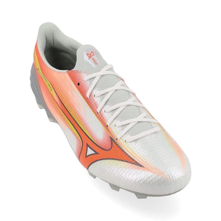 Mizuno Alpha III Japan Gras Voetbalschoenen (FG) Wit Oranje Limoen, foto 4