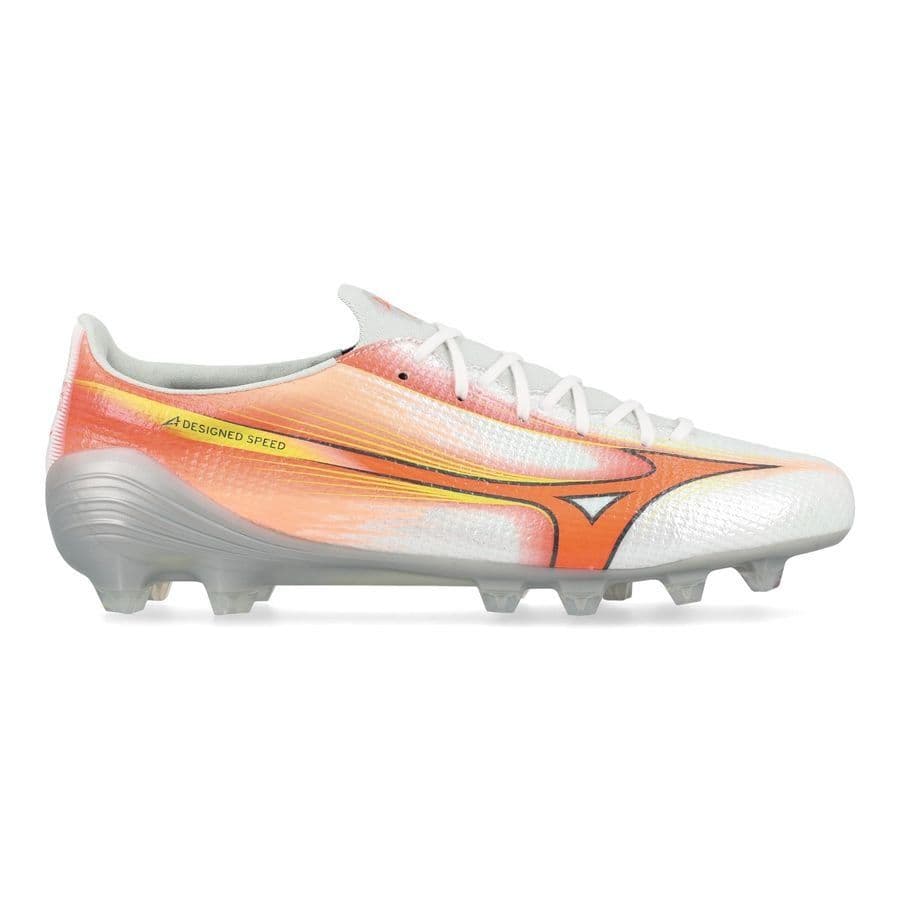 Mizuno Alpha III Japan Gras Voetbalschoenen (FG) Wit Oranje Limoen, foto 2
