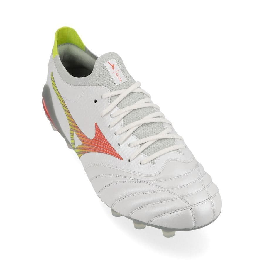 Mizuno Morelia Neo V Beta Elite Gras Voetbalschoenen (FG) Wit Oranje Limoen, foto 4