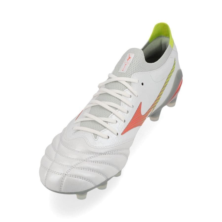 Mizuno Morelia Neo V Beta Elite Gras Voetbalschoenen (FG) Wit Oranje Limoen, foto 5
