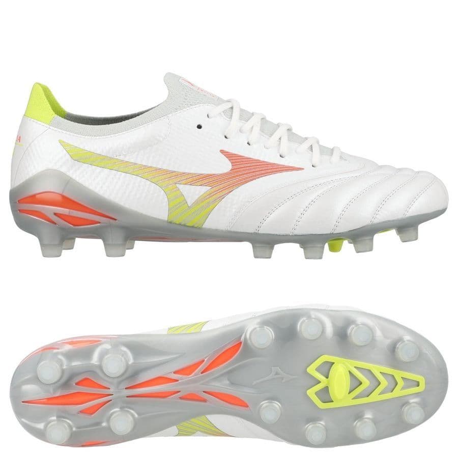 Mizuno Morelia Neo V Beta Elite Gras Voetbalschoenen (FG) Wit Oranje Limoen