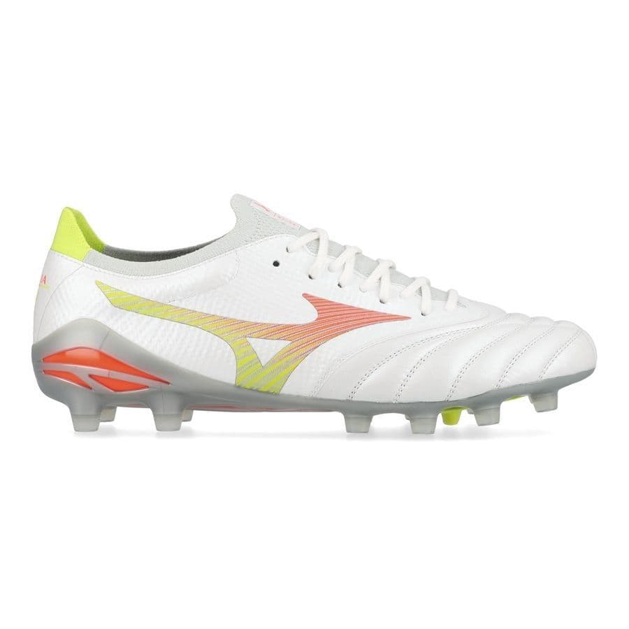 Mizuno Morelia Neo V Beta Elite Gras Voetbalschoenen (FG) Wit Oranje Limoen, foto 2