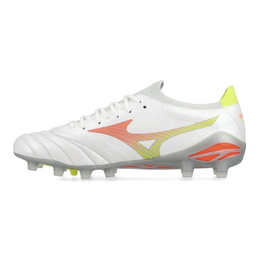 Mizuno Morelia Neo V Beta Elite Gras Voetbalschoenen (FG) Wit Oranje Limoen, foto 3