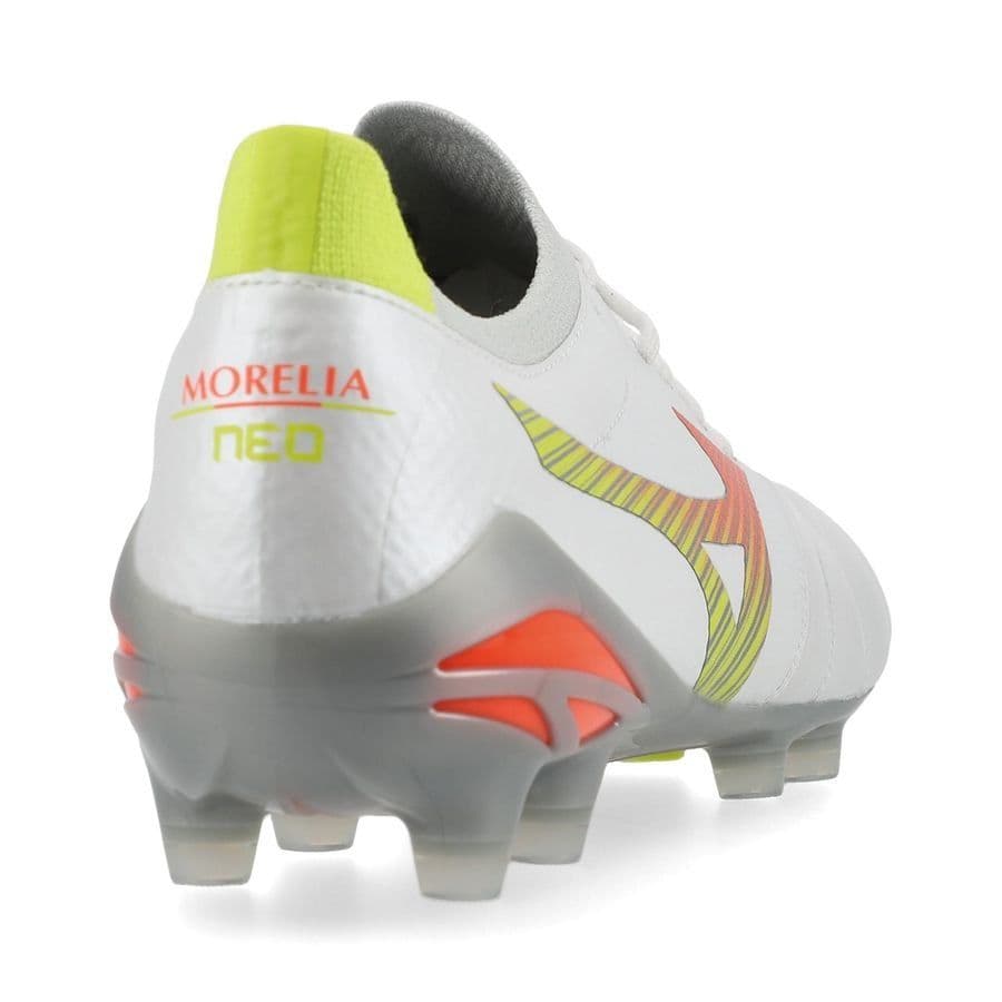 Mizuno Morelia Neo V Beta Elite Gras Voetbalschoenen (FG) Wit Oranje Limoen, foto 6