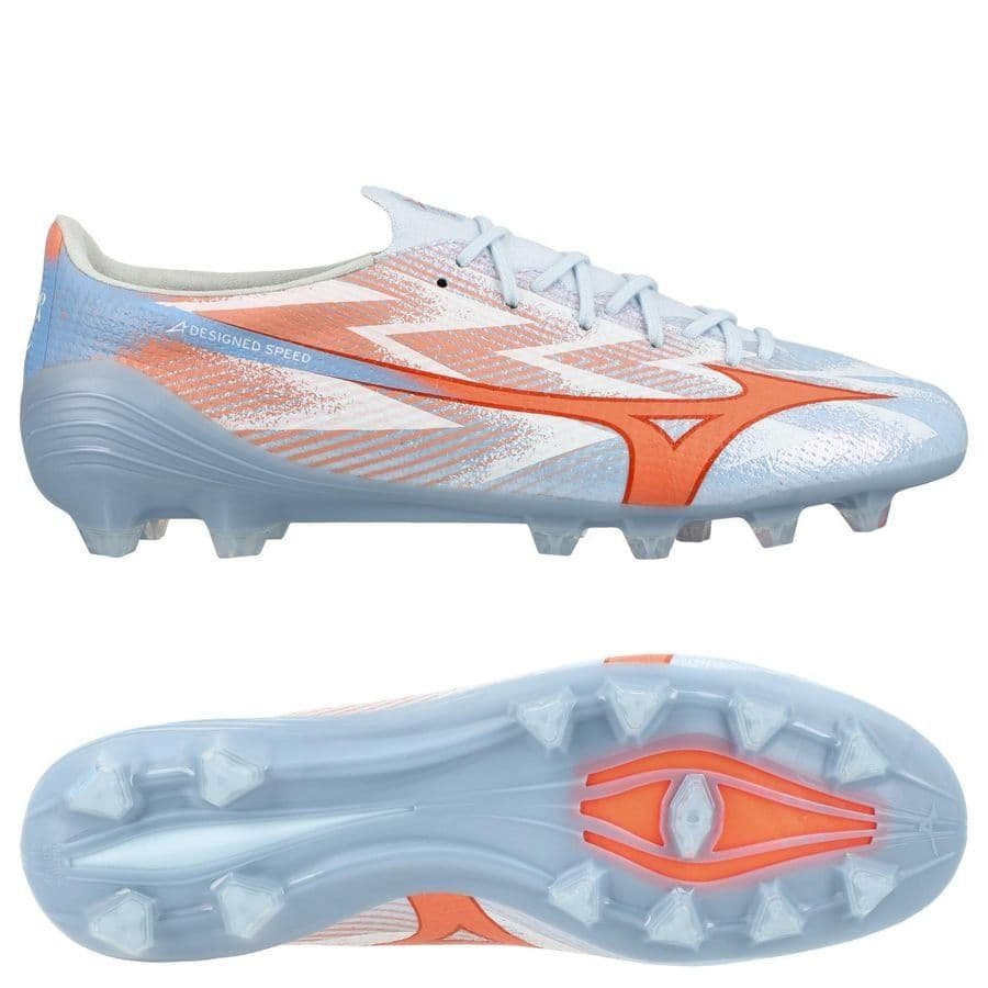 Mizuno Alpha III Elite Gras Voetbalschoenen (FG) Zwart Lava in Lichtblauw Blauw Oranje