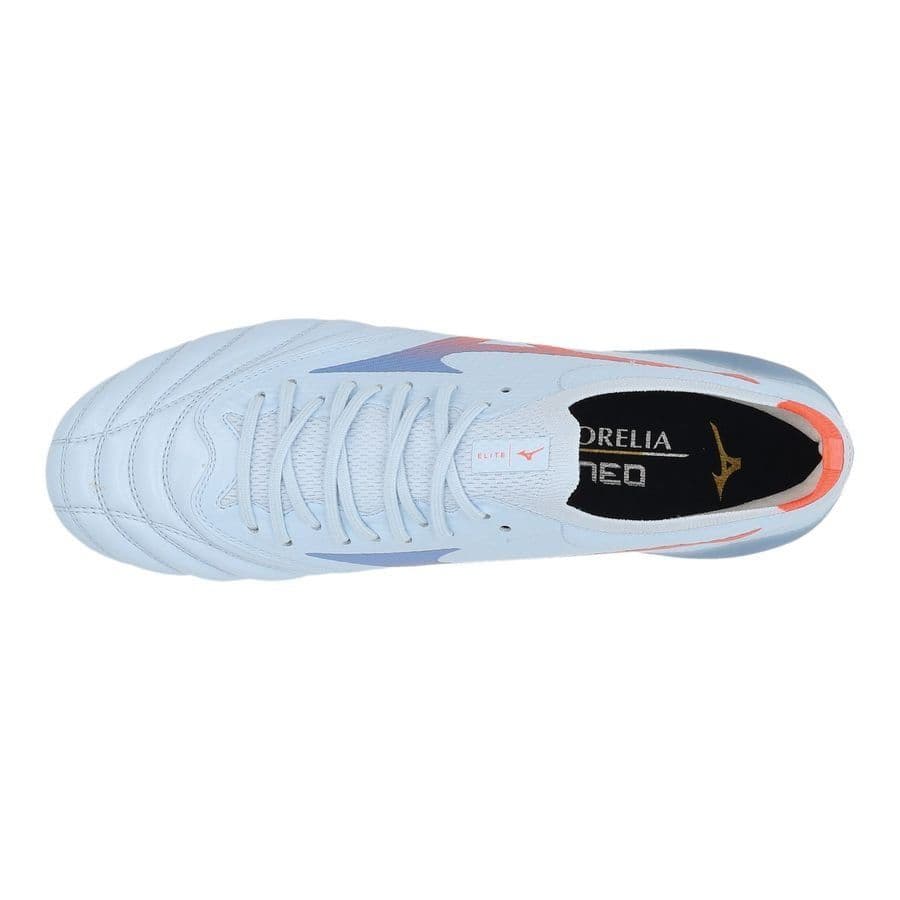 Mizuno Morelia Neo V Beta Elite Gras Voetbalschoenen (FG) Wit Oranje Limoen, foto 7