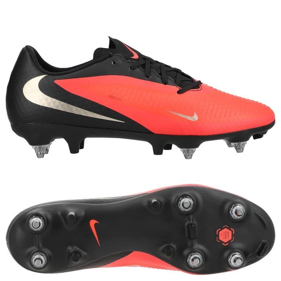 Nike Phantom 6 Low Academy IJzeren-Nop Voetbalschoenen (SG) Anti-Clog in Zwart Felrood Goud