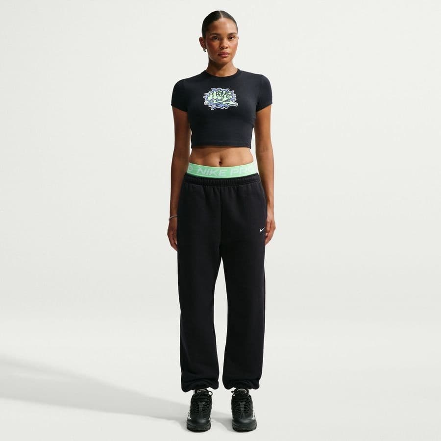 Nike Trainingsbroek Studio Fleece Grijs Oversized Cuffed Dames