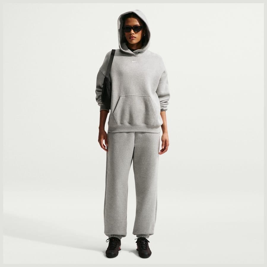 Nike Trainingsbroek Studio Fleece Grijs Oversized Cuffed Dames