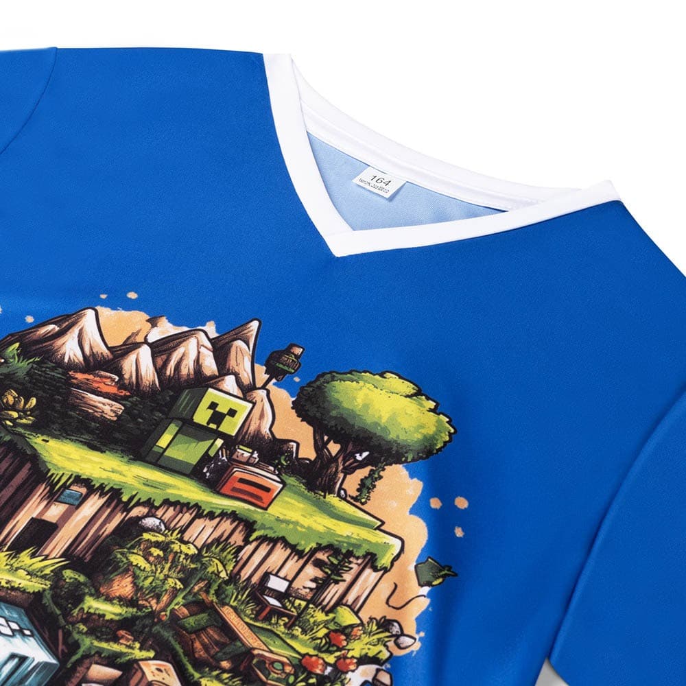 Kingdo Minecraft Shirt en Broekje - Voetbaltenue - Blauw - Kinderen, foto 3