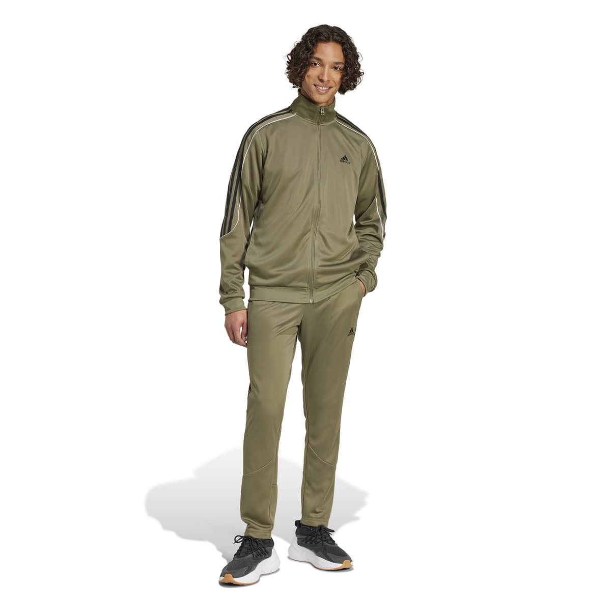 adidas Sportswear 3-Stripes Trainingspak Full-Zip Olijfgroen
