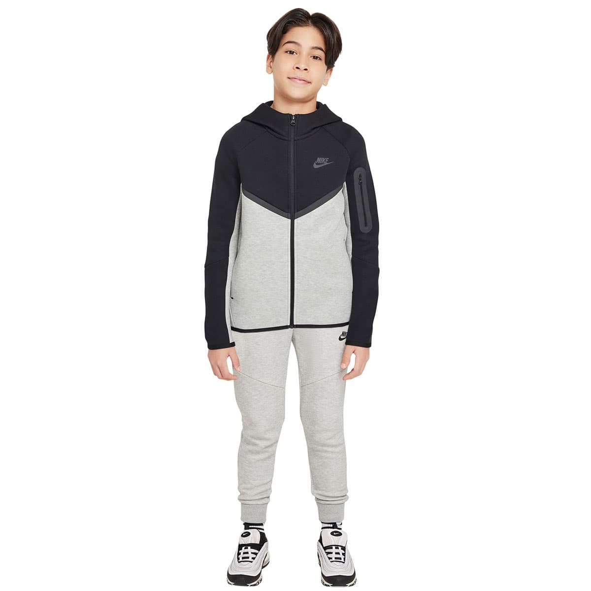 Nike Tech Fleece Sportswear Trainingspak Kids in Zwart Lichtgrijs