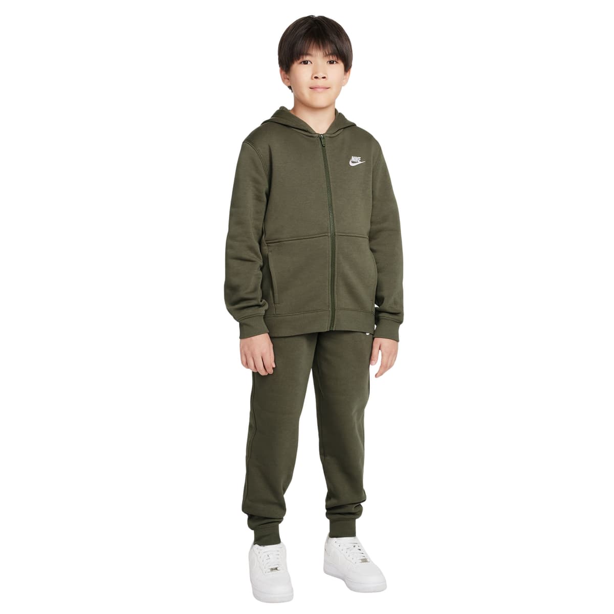 Nike Sportswear Club Fleece Trainingspak Full-Zip Hooded Kids Olijfgroen