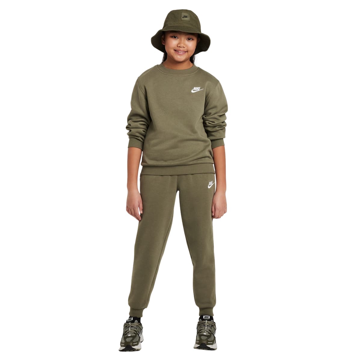 Nike Sportswear Club Fleece Crew Trainingspak Kids Olijfgroen