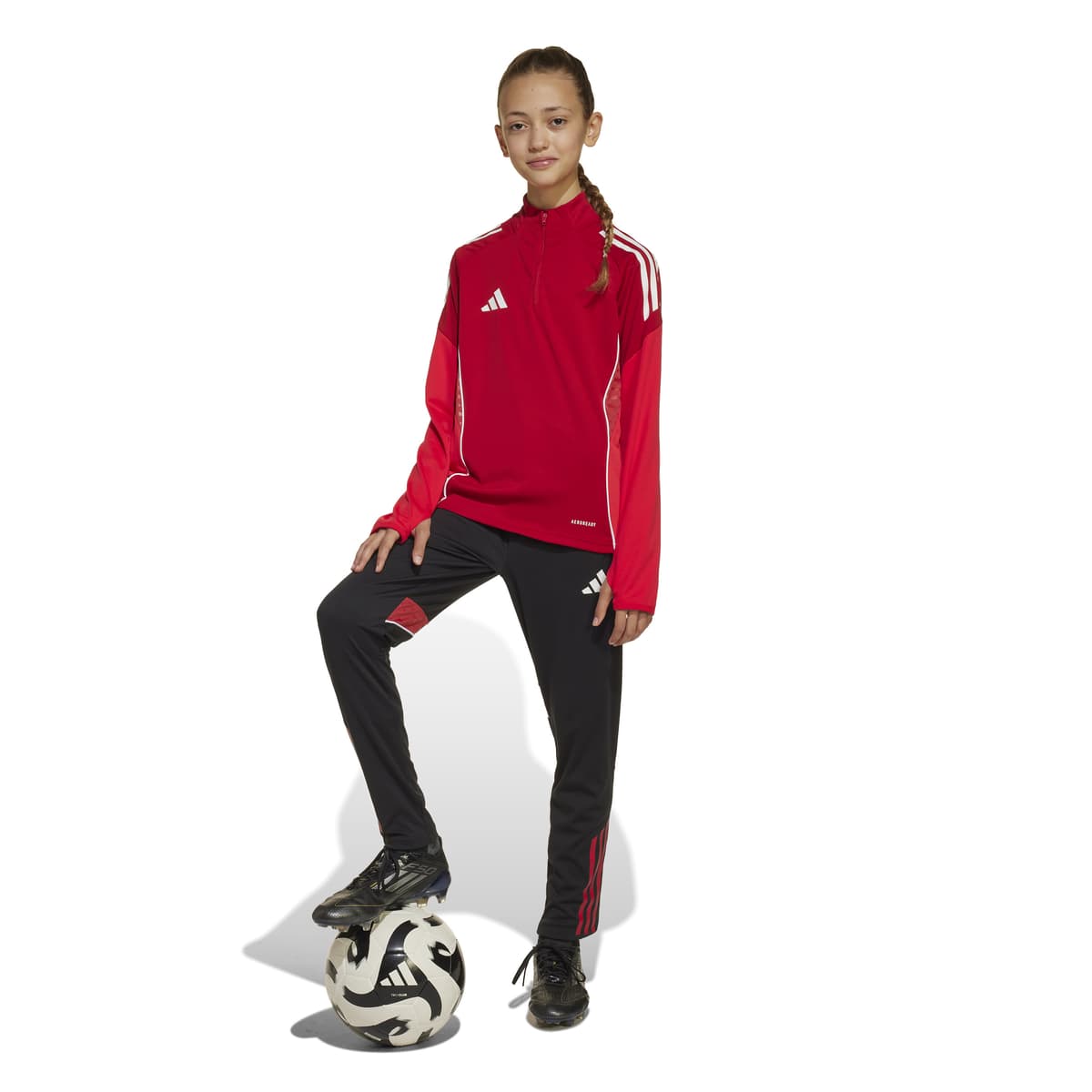 adidas Tiro 25 Competition Trainingspak 1/4-Zip Kids in Rood Zwart Grijs