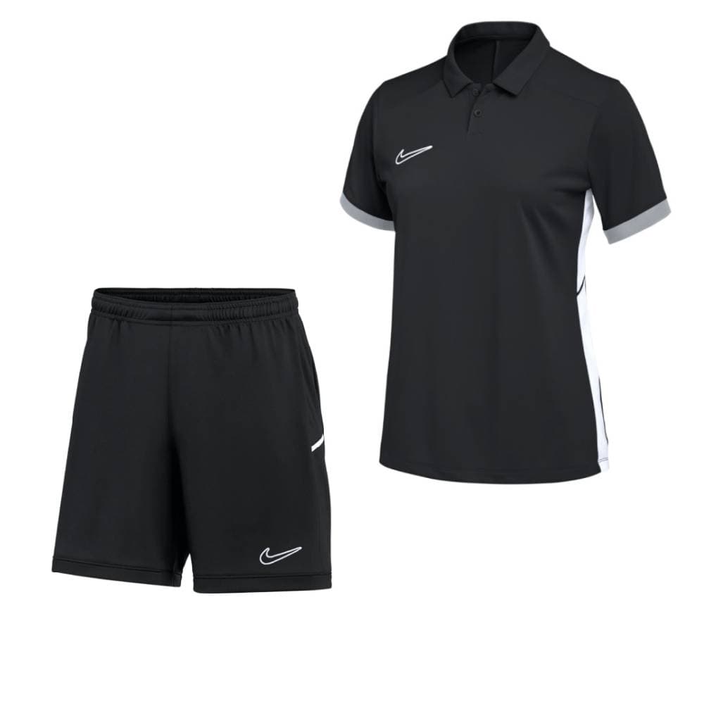 Nike Academy 25 Polo Trainingsset Dames in Zwart Grijs Wit