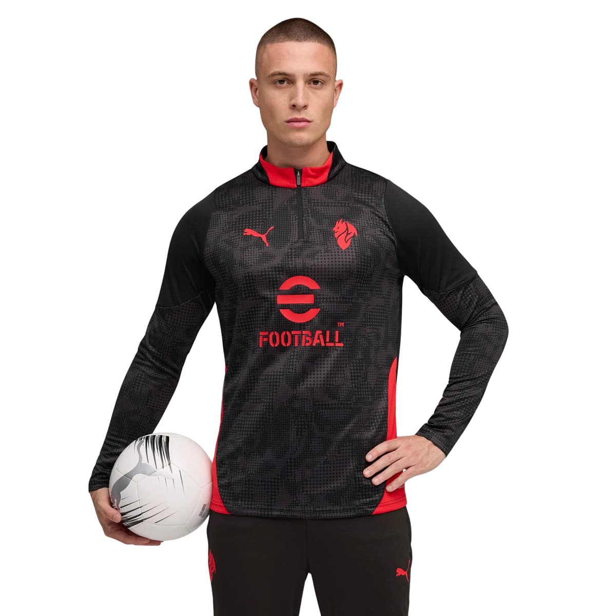 Puma AC Milan Trainingstrui 1/4-Zip 2025-2026 in Zwart Rood