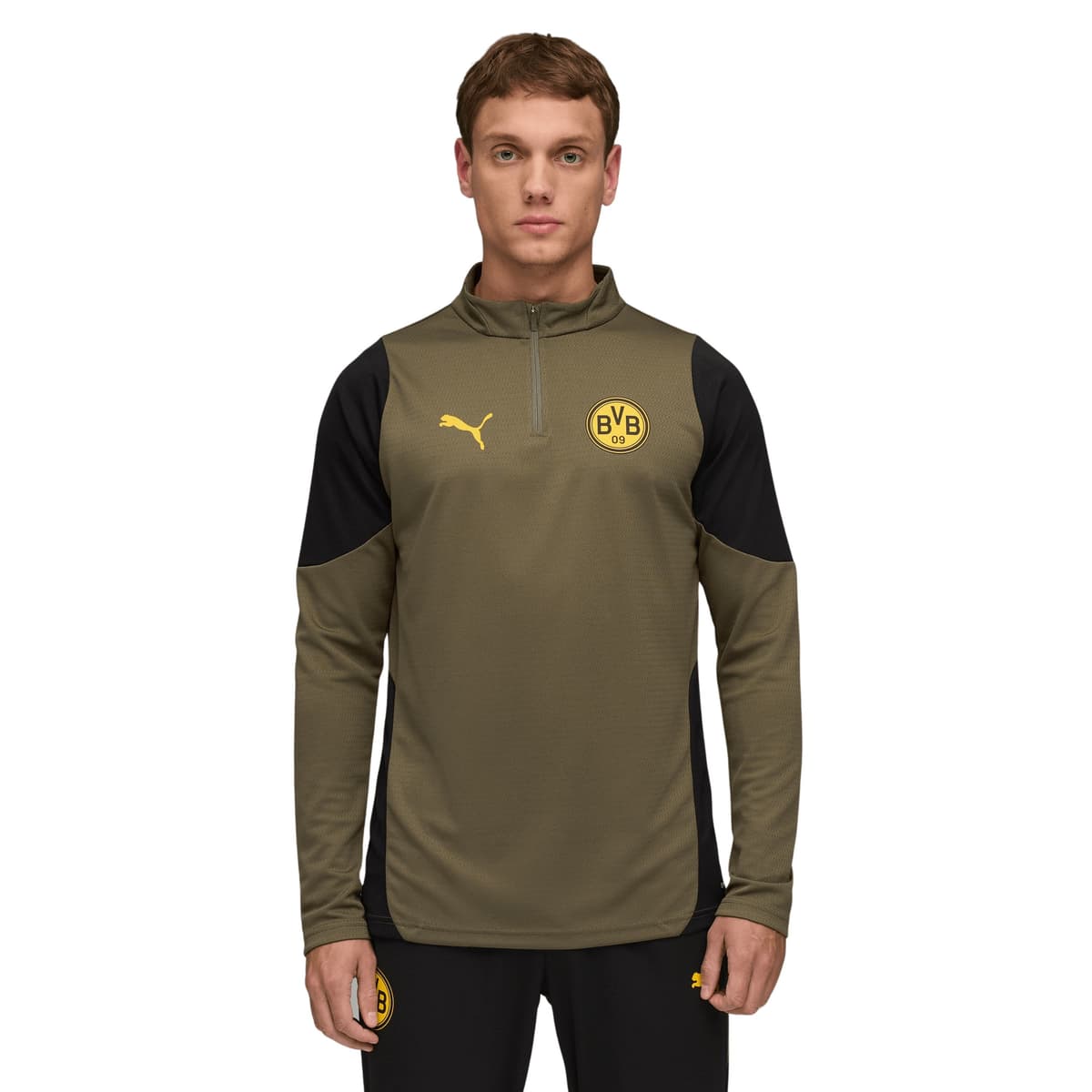 Puma Borussia Dortmund Trainingstrui 1/4-Zip 2025-2026 Olijfgroen