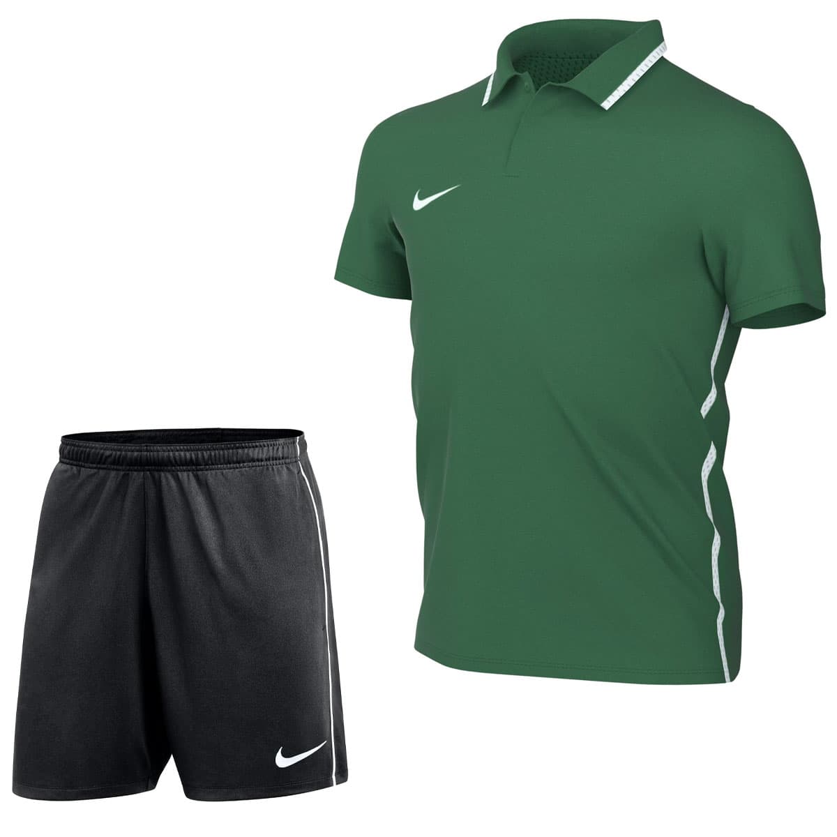 Nike Dri-FIT Park 26 Polo Trainingsset Kids in Donkergroen Zwart