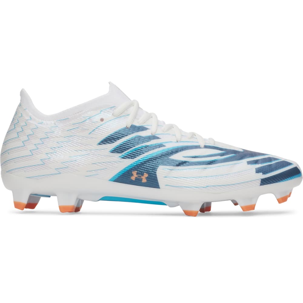 Under Armour Shadow Pro 4 Gras Voetbalschoenen (FG) Wit Donkerblauw Azuurblauw