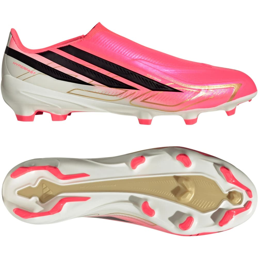 adidas F50 Hyperfast League Veterloze Gras Voetbalschoenen (FG) in Felroze Zwart Goud Wit