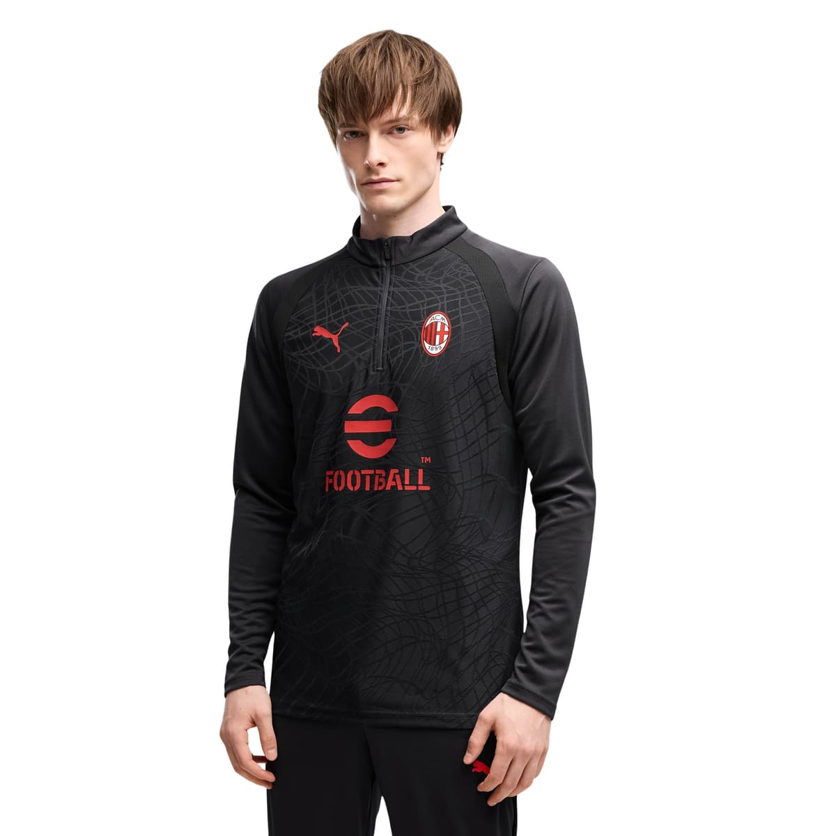 Puma AC Milan Trainingstrui 1/4-Zip 2025-2026 in 2026-2027 Donkergrijs Rood