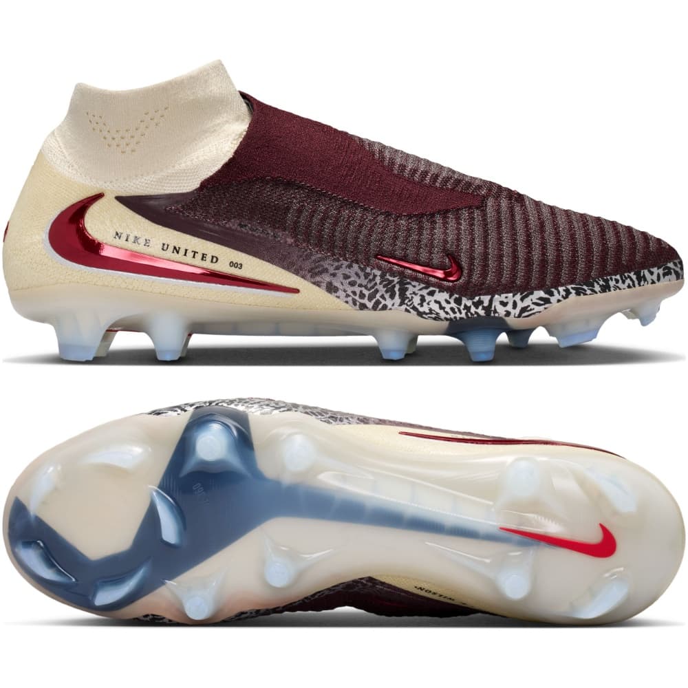 Nike Phantom 6 High Elite Gras Voetbalschoenen (FG) Gebroken Wit Bordeauxrood