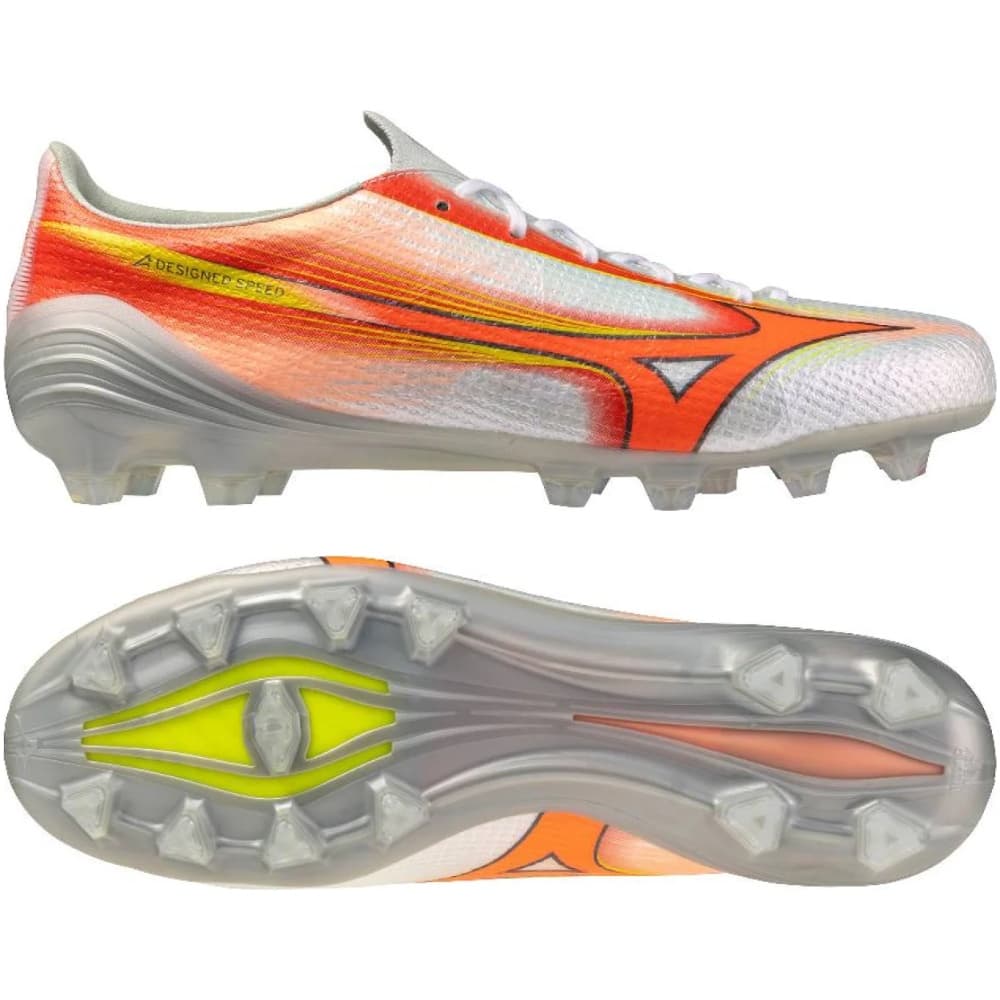 Mizuno Alpha III Japan Gras Voetbalschoenen (FG) Wit Oranje Limoen