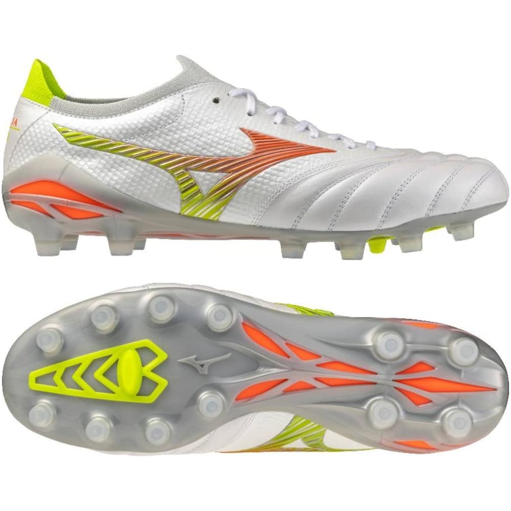 Mizuno Morelia Neo V Beta Japan Gras Voetbalschoenen (FG) Wit Oranje Limoen