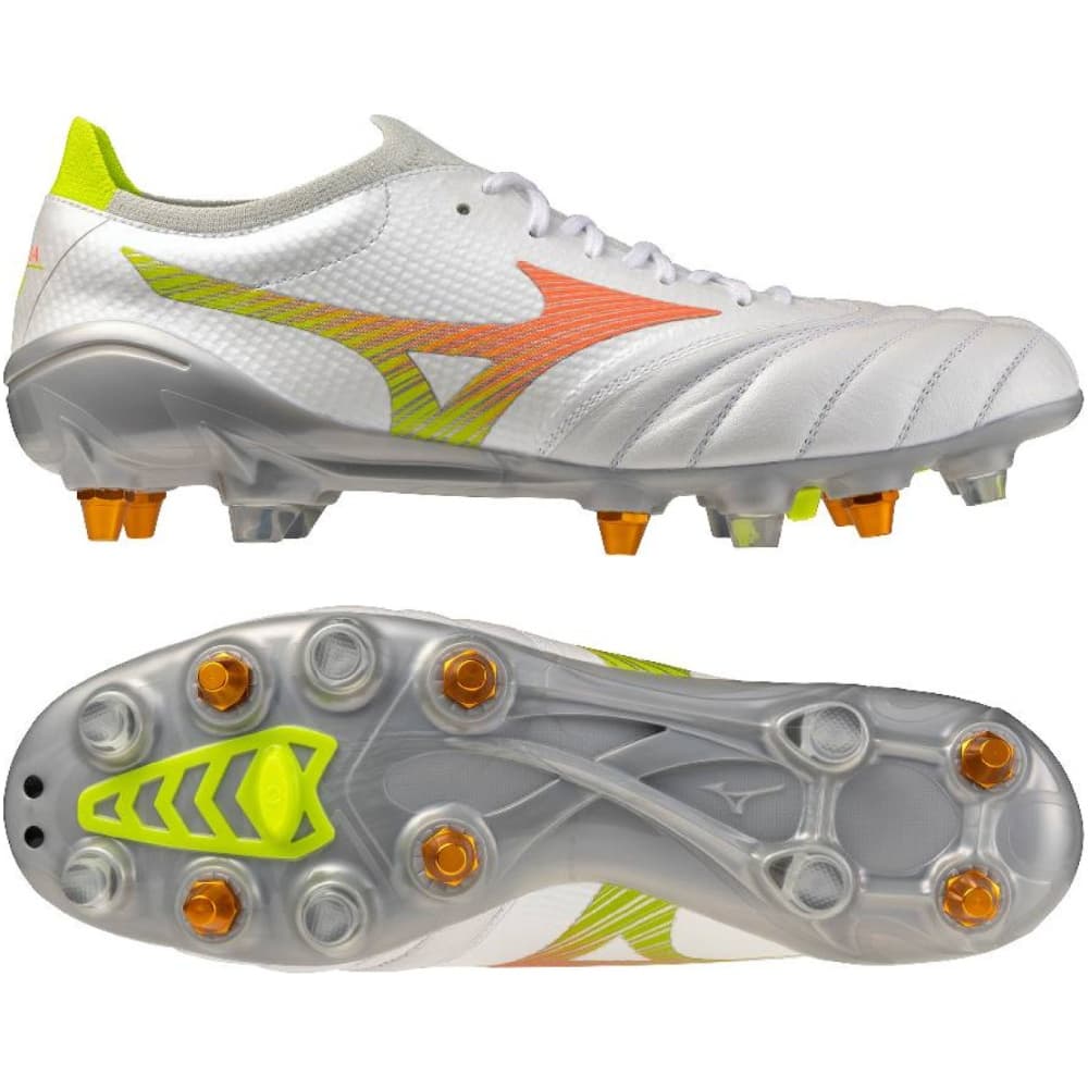 Mizuno Morelia Neo V Beta Elite IJzeren-Nop Voetbalschoenen (SG) Wit Oranje Limoen
