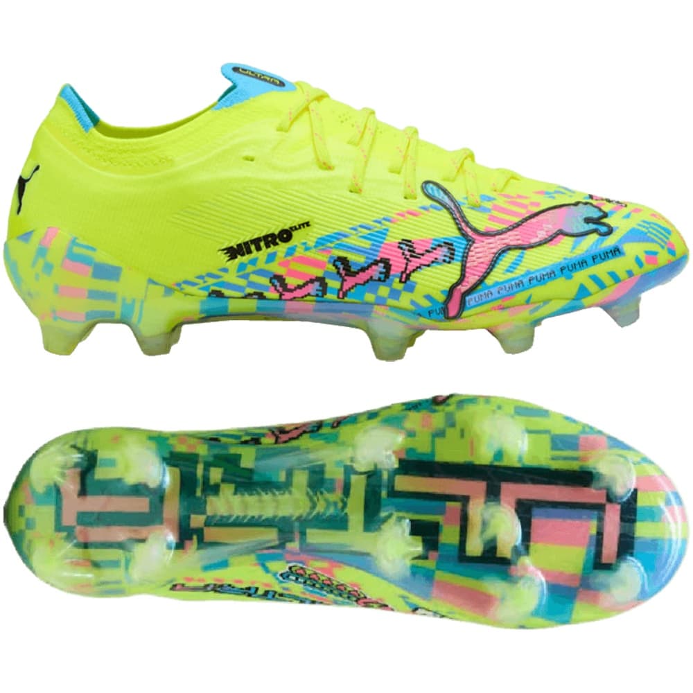 Puma Ultra Nitro 7 Ultimate Gras Voetbalschoenen (FG) in ADV Neongroen Felblauw Felroze